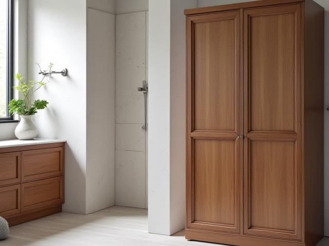 Stylish bathroom with custom sustainable wood cabinetry